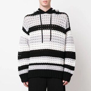 Nahmias Crochet Wool Hoodie Knit Sweater Oversized Slouchy Loose Relaxed Fit